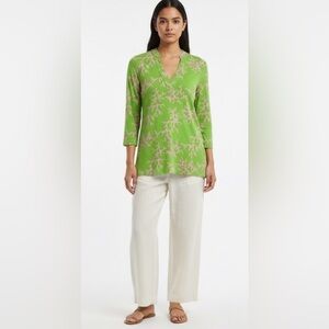 Lilly Pulitzer Joy knit tunic top Size Large Stretch 3/4 Sleeve Coral